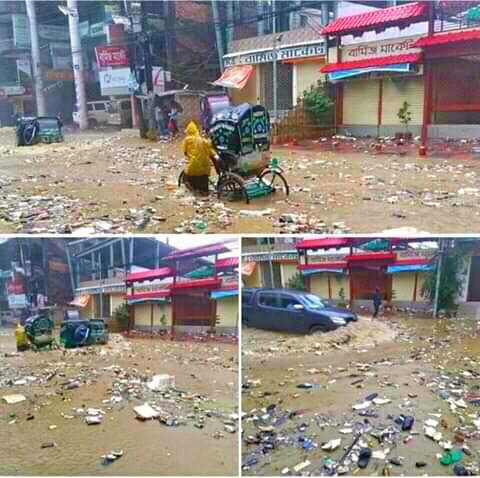 ভারী বর্ষণে কক্সবাজারের বেহাল দশা