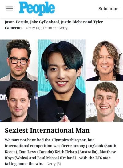 বিশ্বের সবচেয়ে আবেদনময়ী পুরুষ ২০২০, কে-পপ এবং আমাদের ধারণা