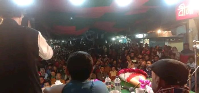 সুনামগঞ্জ মধ্য বাজারে নৌকার নির্বাচনী প্রচারণা