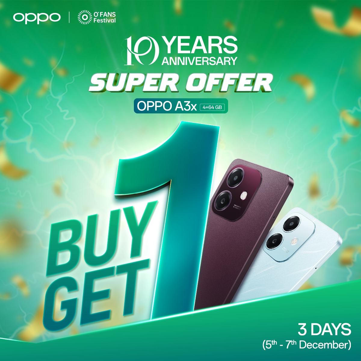  ১০ বছর পূর্তি উপলক্ষে মূল্যছাড় ও বাই ওয়ান গেট ওয়ান অফারের ঘোষণা অপো’র