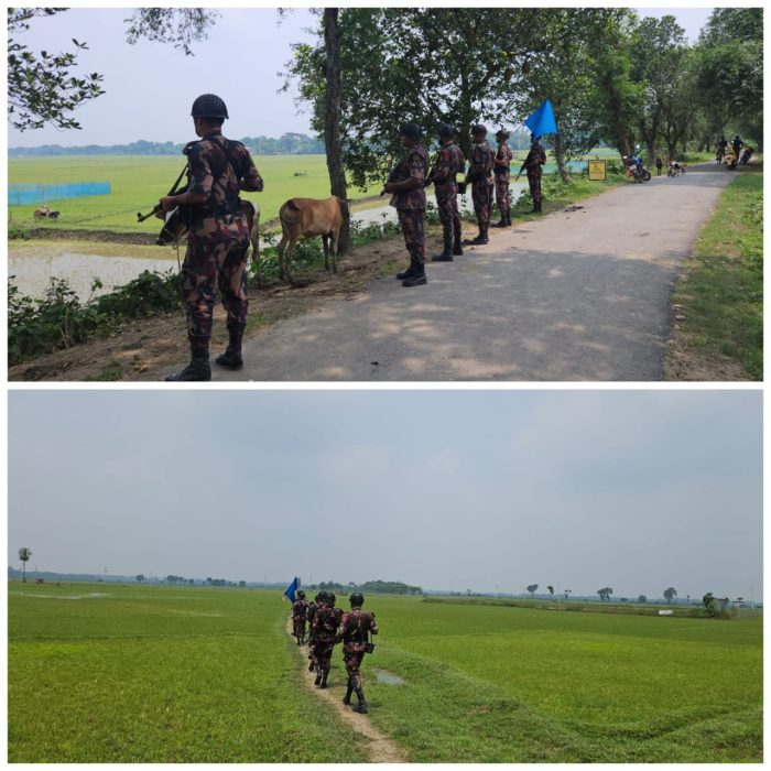 সীমান্তে গরু ও কোরবানির চামড়া পাচার প্রতিরোধে, বিজিবির সম্মিলিত অবস্থান।