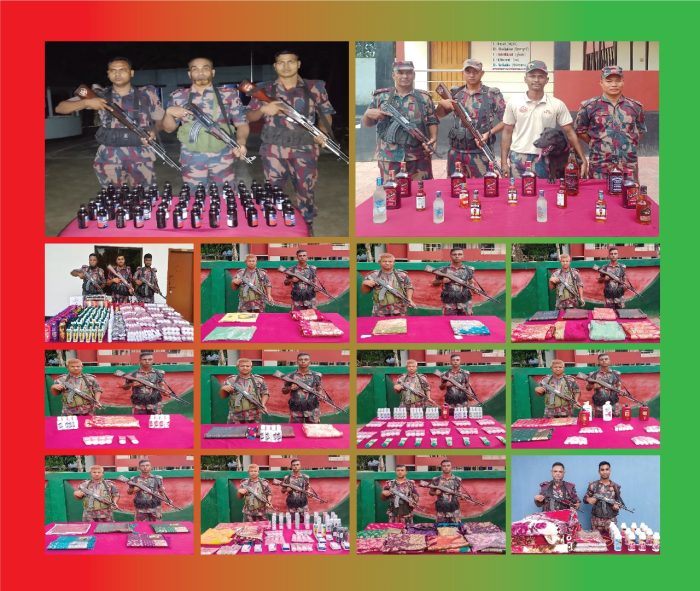 যশোরের বেনাপোল সিমান্তে মাদকদ্রব্য ও চোরাচালান পণ্য আটক করে বিজিবি।