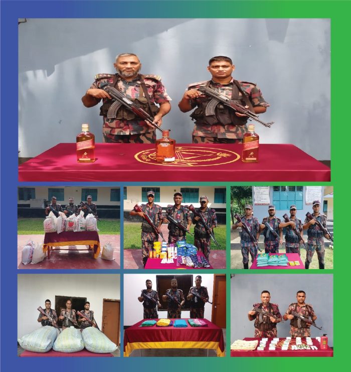 বেনাপোলে বিজিবির অভিযানে মাদকদ্রব্য ও চোরাচালান পণ্য আটক।